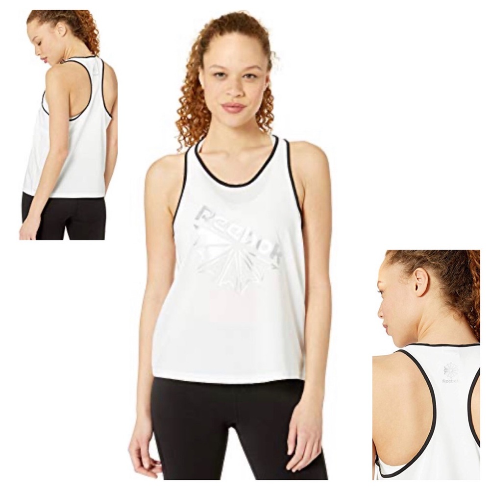 Reebok Classic CL GP Tank White Silver Metallic‎ Logo Racerback DT7283 Mens M